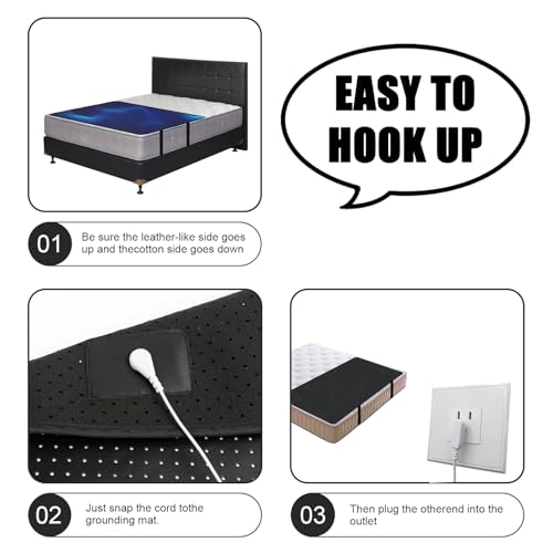 ConBlom Grounding Mat for Bed, King Size Earthing Mattress Cover Sheets Pad Grounding Kit, Grounding Cord Included (King, 76 * 27") - 5