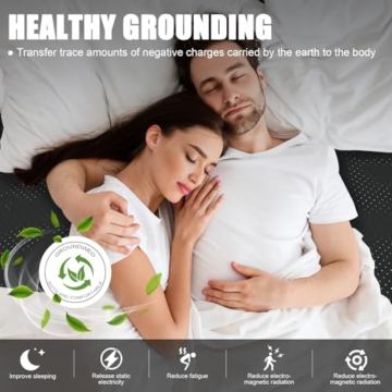 ConBlom Grounding Mat for Bed, King Size Earthing Mattress Cover Sheets Pad Grounding Kit, Grounding Cord Included (King, 76 * 27
