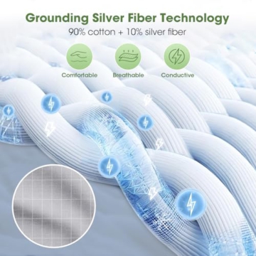 Grounding Mat for Bed, Grounding Mat with 10% Silver Fiber and 90% Cotton, 27’’x60’’ Connected Earth Grounding Sheets with Outlet Tester and Grounding Cord (Queen) - 5