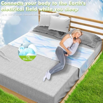 Grounding Sheets for Bed, 92% Organic Cotton + 8% Pure Silver Fiber,Enjoy The Grounding Effect Indoors, for Better Sleep, Pain and Stress Relief, Grounding Mat Set Comes with Grounding Cord - 3