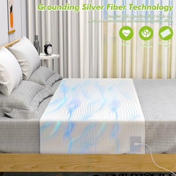 Grounding Sheets for Bed, 92% Organic Cotton + 8% Pure Silver Fiber,Enjoy The Grounding Effect Indoors, for Better Sleep, Pain and Stress Relief, Grounding Mat Set Comes with Grounding Cord - 5