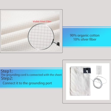 Grounding Sheets Queen Size with 10% Silver Fiber,High Conductivity with Grounding Cord, Grounding Keep Good Sleep, Natural Healthy (60x88 Inch) - 4