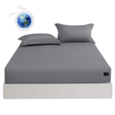 CHALTOUL Grounding Sheets Twin Size Premium Cotton for Healthy Sleep Therapy, Deep Pocket Grounding Fitted Sheets Includes Grounding Cord (Gray, Twin -39"x75"x14") - 1