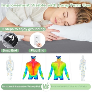 CHALTOUL Grounding Sheets Twin Size Premium Cotton for Healthy Sleep Therapy, Deep Pocket Grounding Fitted Sheets Includes Grounding Cord (Gray, Twin -39