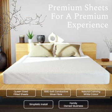 DreamAcres Earthing Grounding Sheets Queen Size - Cotton Bed Sheets Queen Size with Cord, Socket Tester, Eye Mask - 95% Organic Cotton + 5% Silver Fibre Bed Sheets for Pain Relief and Improved Sleep - 4