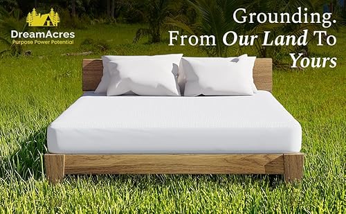 DreamAcres Earthing Grounding Sheets Queen Size - Cotton Bed Sheets Queen Size with Cord, Socket Tester, Eye Mask - 95% Organic Cotton + 5% Silver Fibre Bed Sheets for Pain Relief and Improved Sleep - 9