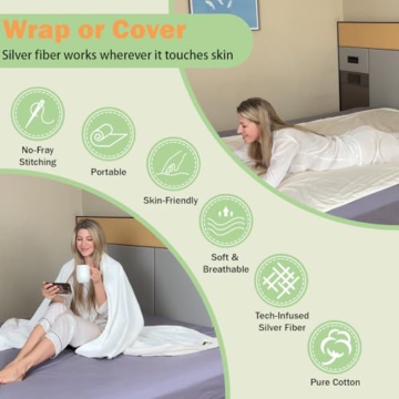 LAXVAPIU Grounding Blanket Queen Earth Connected Throw Silver Fiber Grounded Blanket for Bed Sofa Chair with 15ft Cord (60