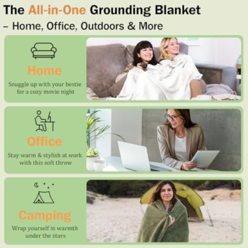 LAXVAPIU Grounding Blanket Queen Earth Connected Throw Silver Fiber Grounded Blanket for Bed Sofa Chair with 15ft Cord (60