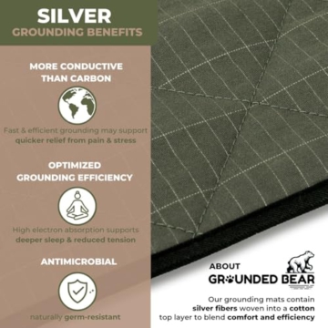 Premium Grounding Mat for Feet, Soft Cotton & Silver Fiber, Comfort for Sleep & Wellness, Grounding Pad for Anti-Aging & Inflammation, Grounding Mat for Bed and Desk (24x16 Inches) (Green) - 3