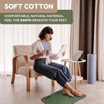 Premium Grounding Mat for Feet, Soft Cotton & Silver Fiber, Comfort for Sleep & Wellness, Grounding Pad for Anti-Aging & Inflammation, Grounding Mat for Bed and Desk (24x16 Inches) (Green) - 5