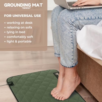 Premium Grounding Mat for Feet, Soft Cotton & Silver Fiber, Comfort for Sleep & Wellness, Grounding Pad for Anti-Aging & Inflammation, Grounding Mat for Bed and Desk (24x16 Inches) (Green) - 6