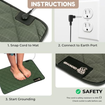 Premium Grounding Mat for Feet, Soft Cotton & Silver Fiber, Comfort for Sleep & Wellness, Grounding Pad for Anti-Aging & Inflammation, Grounding Mat for Bed and Desk (24x16 Inches) (Green) - 7